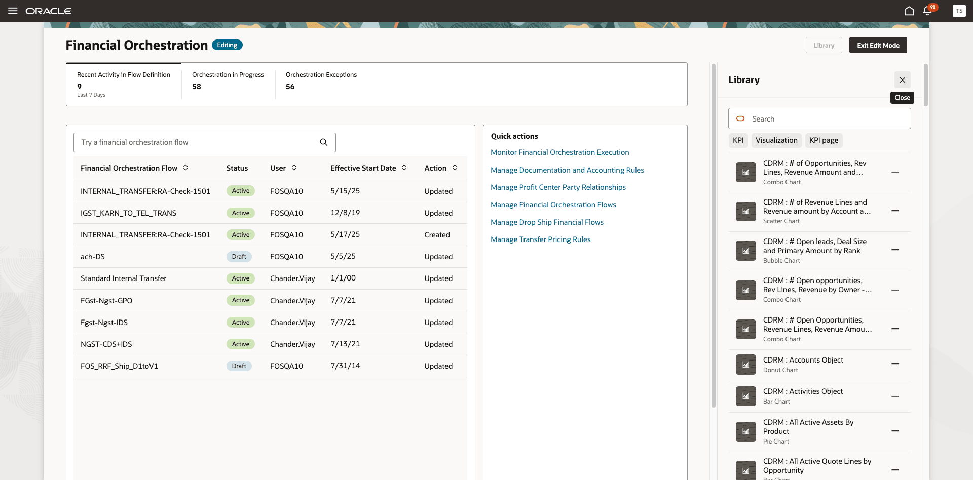 Figure 4 - The Edit Page Layout button also allows you to add custom scorecards or visualizations to this landing page.