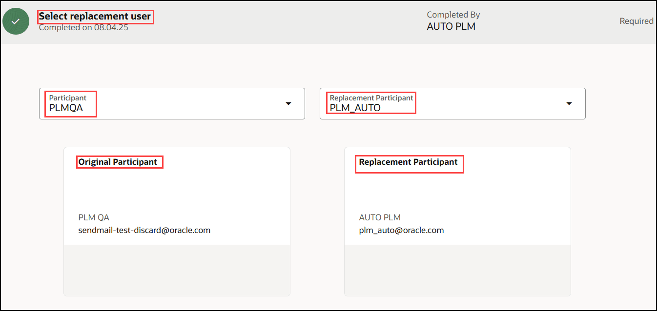 Search and Select the User and Replacement User