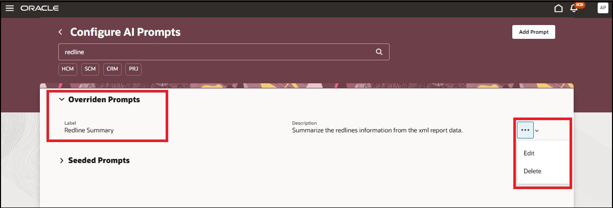 Edit or Delete an Overridden Prompt