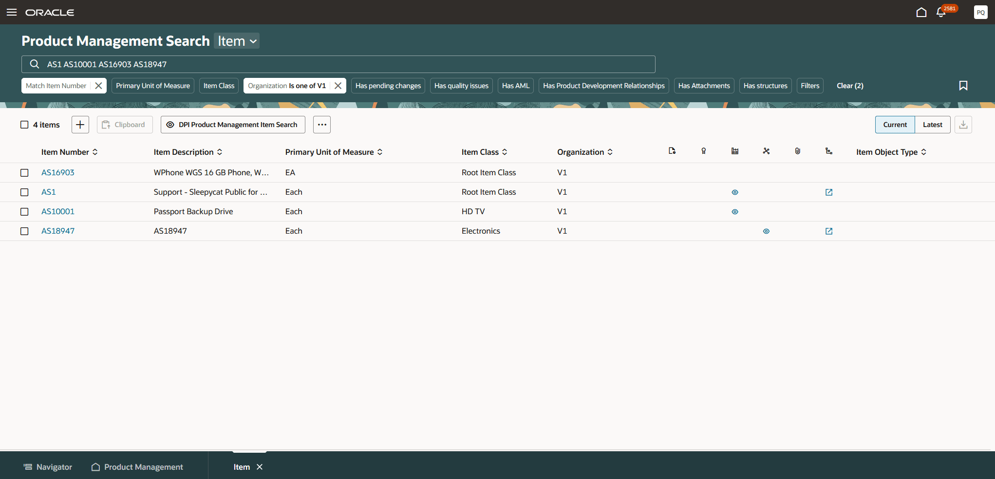 Multiple Item Search Using Match Item Number