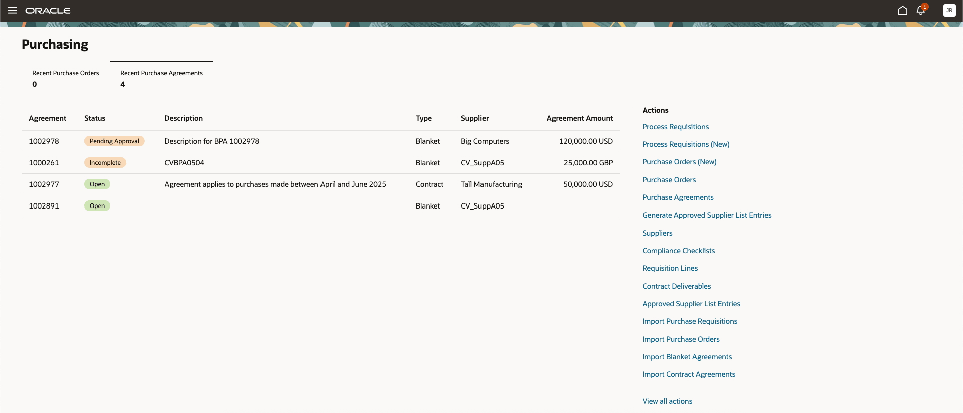 New Agreements Scorecard on Landing Page