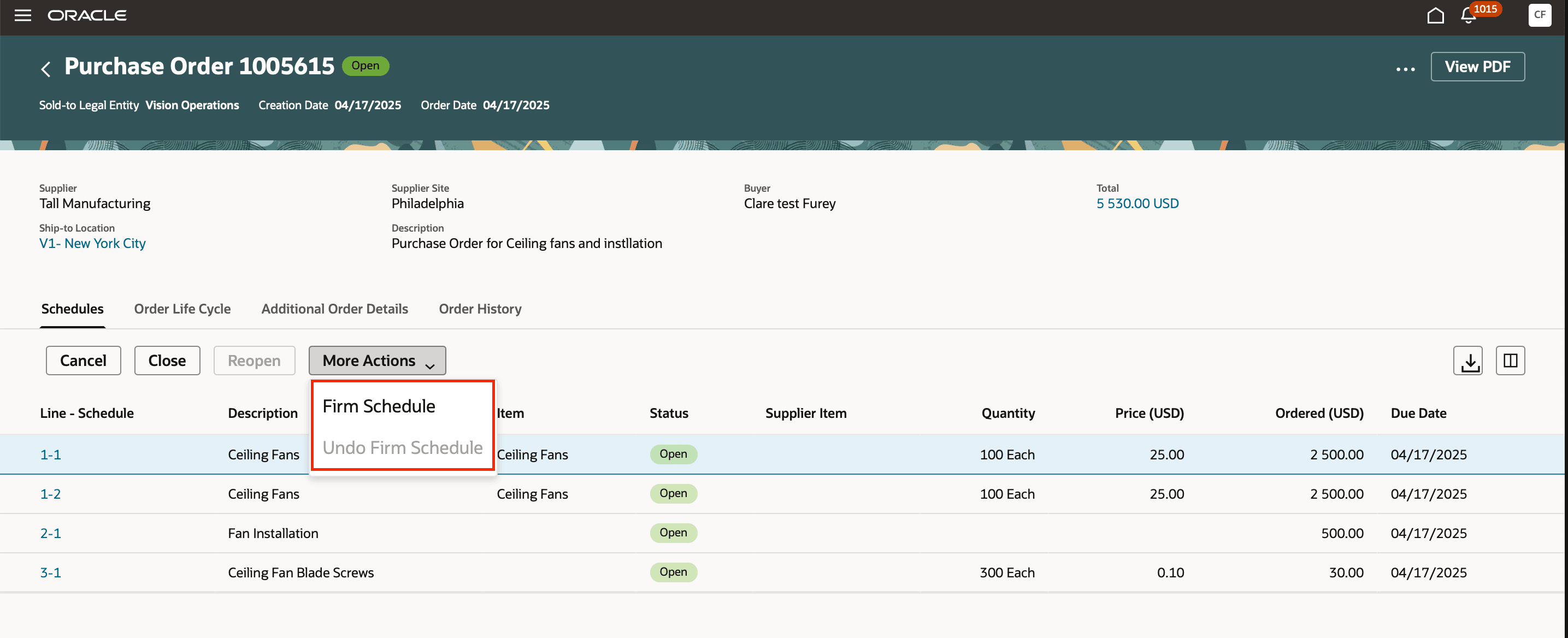 Schedule Actions