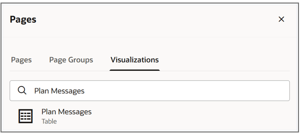 Visualizations Tab in Pages Drawer