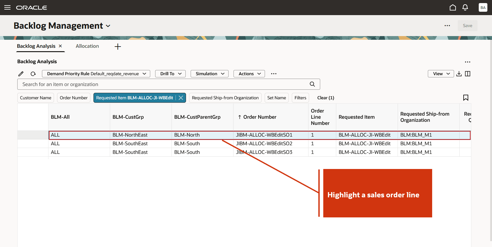 Select a Sales Order Line