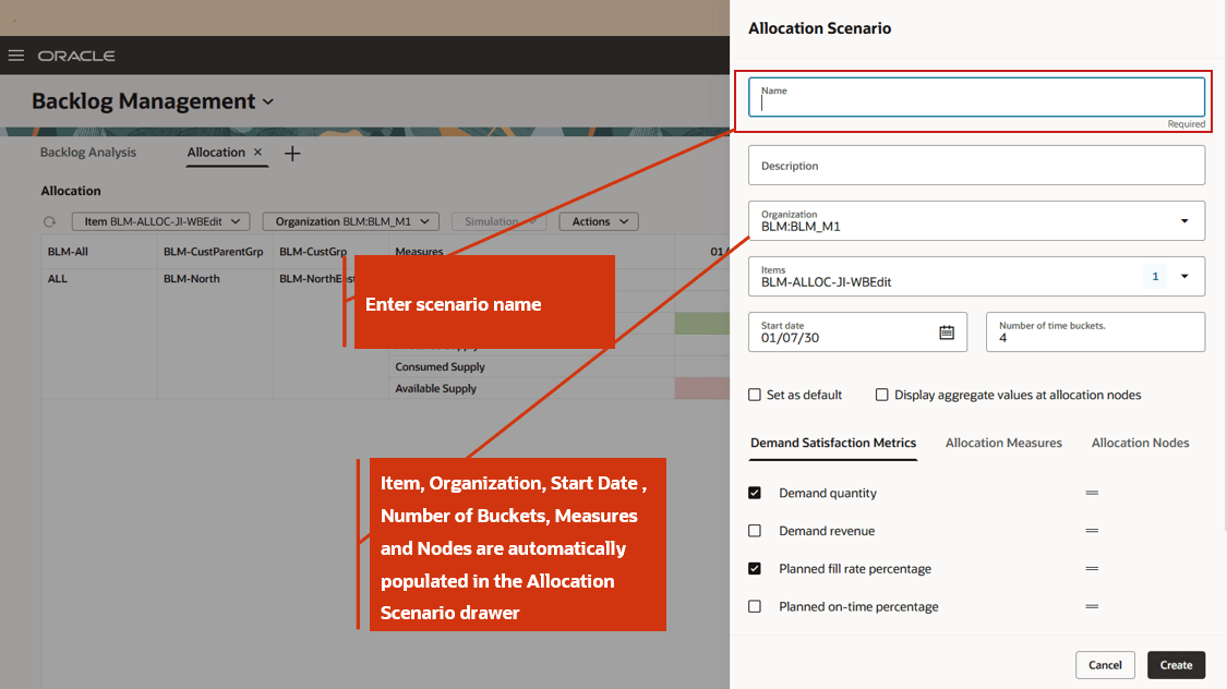 Enter Scenario Name and Click Create