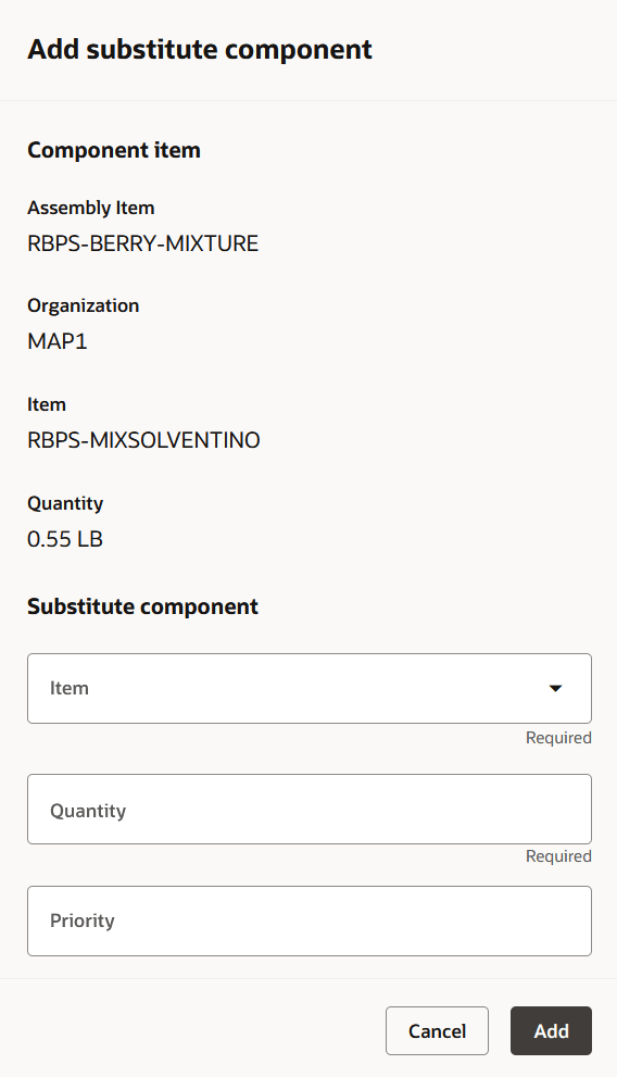Add Substitute Component