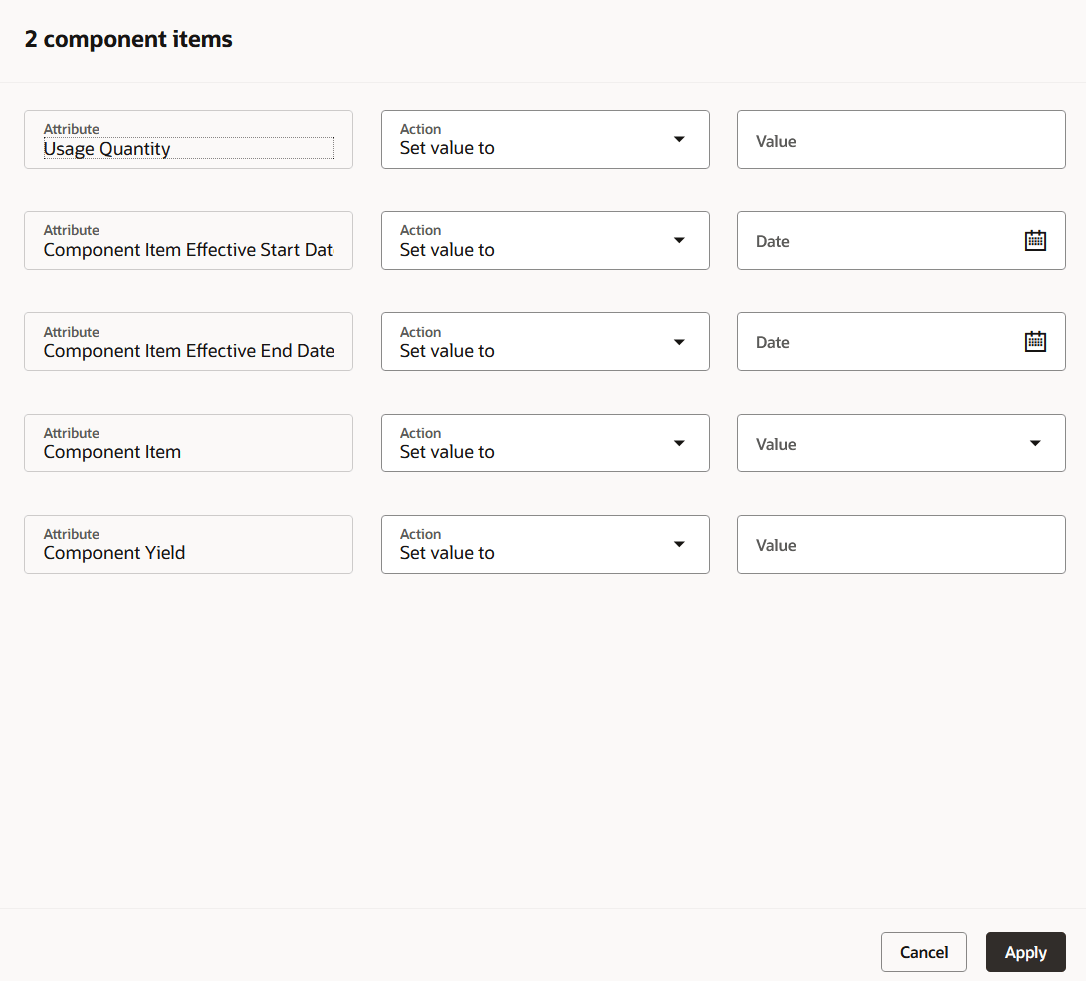 Editing Multiple Component Items