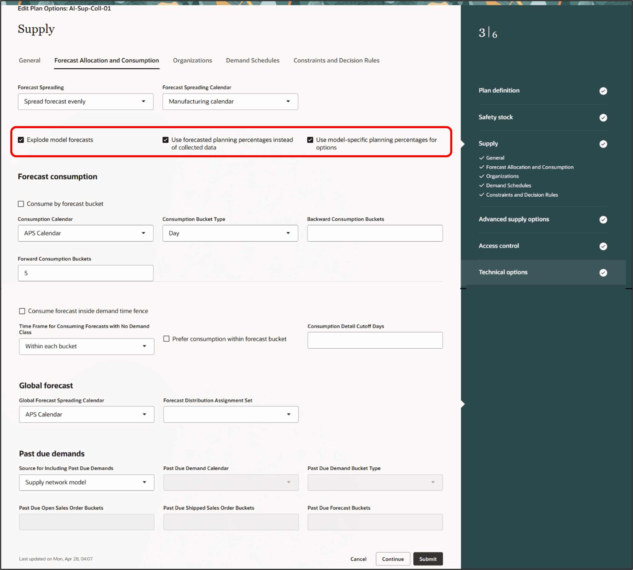 Forecast Allocation and Consumption Plan Options