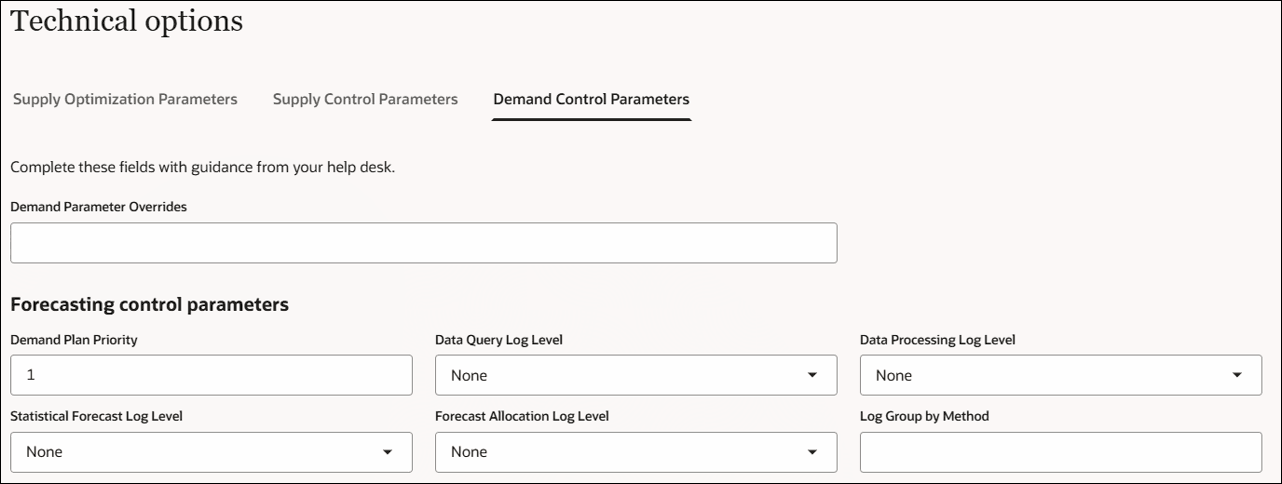 Demand Control Parameters