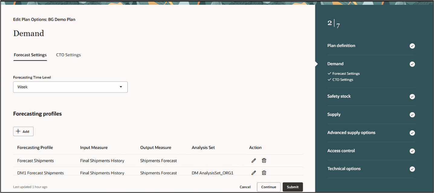 Demand Plan Options