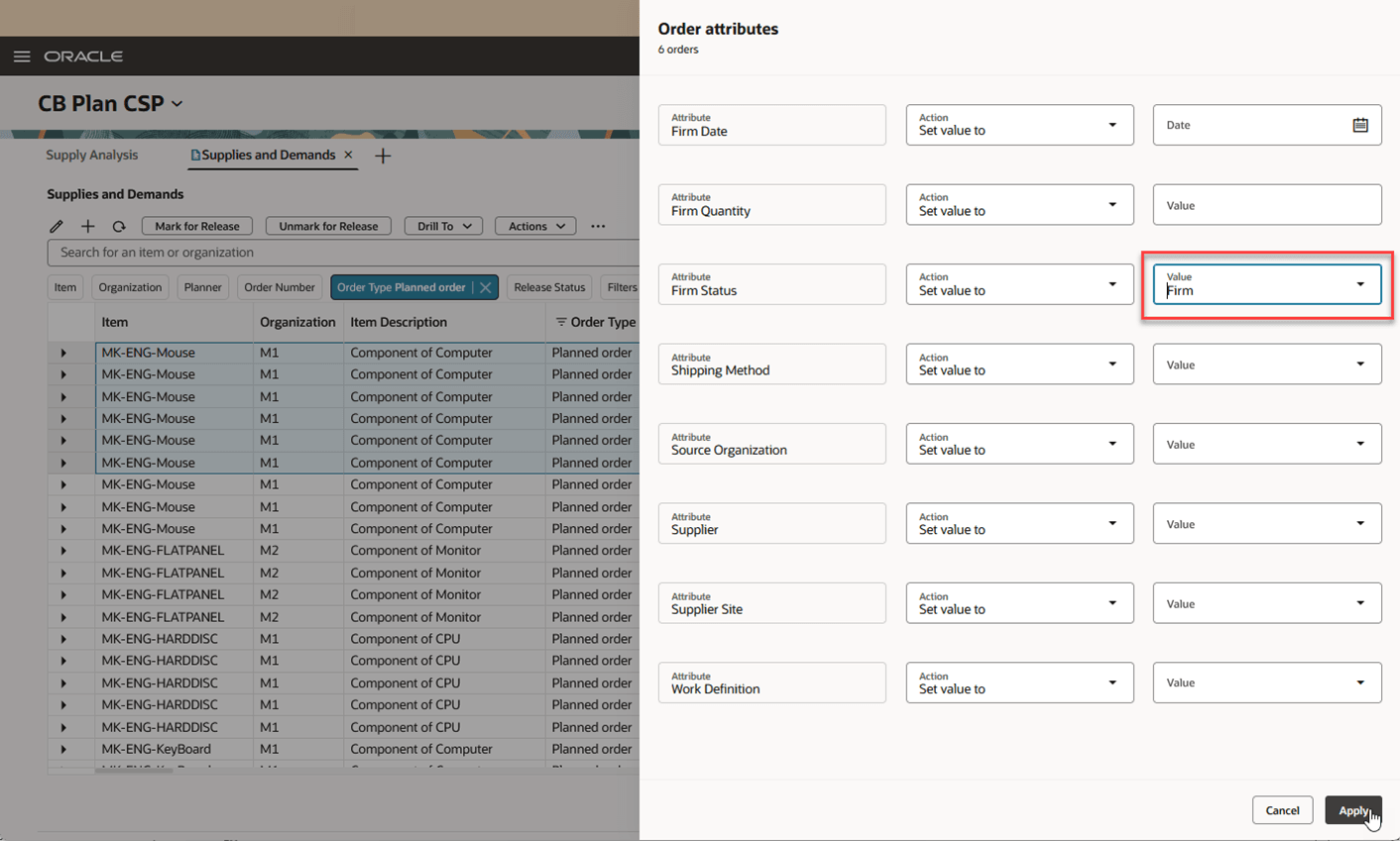Mass Edit Drawer - Setting Firm Status Attribute to Firm
