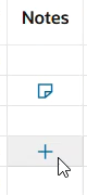 Notes Column Showing a Row with Existing Notes and the Add Note Icon