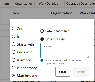 Column Filters Before Pasting a List of Items