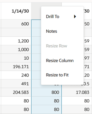 Column Header Context Menu