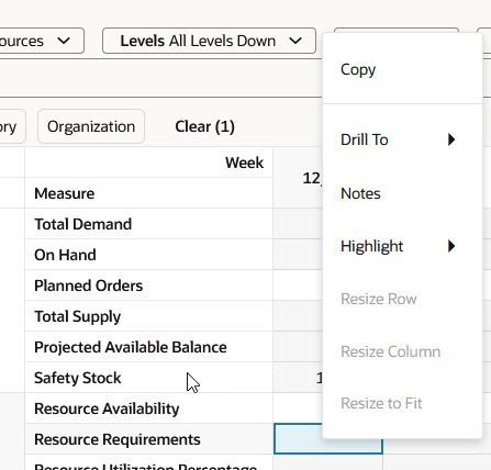 Noneditable Cell Context Menu
