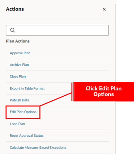 Click Edit Plan Options Action