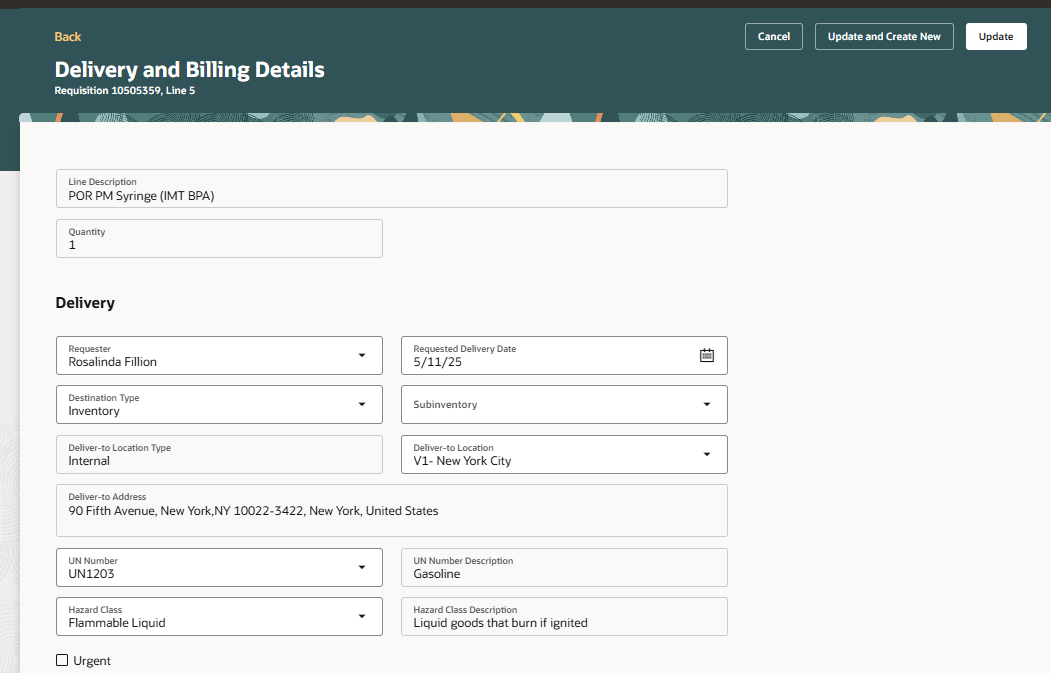 UN Number and Hazard Class Default from Item