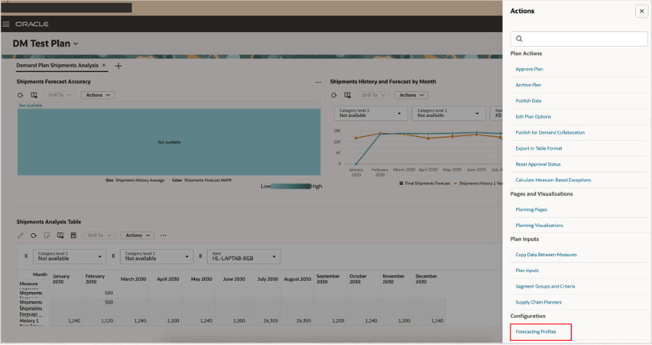 Actions Drawer for Demand Plan