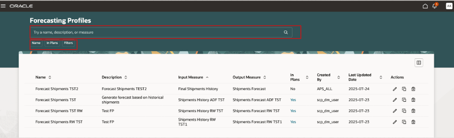 Forecasting Profiles Page