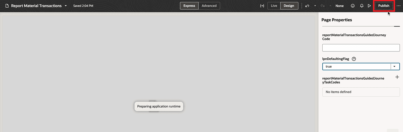 Click on Publish.