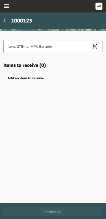 Receive Goods UI