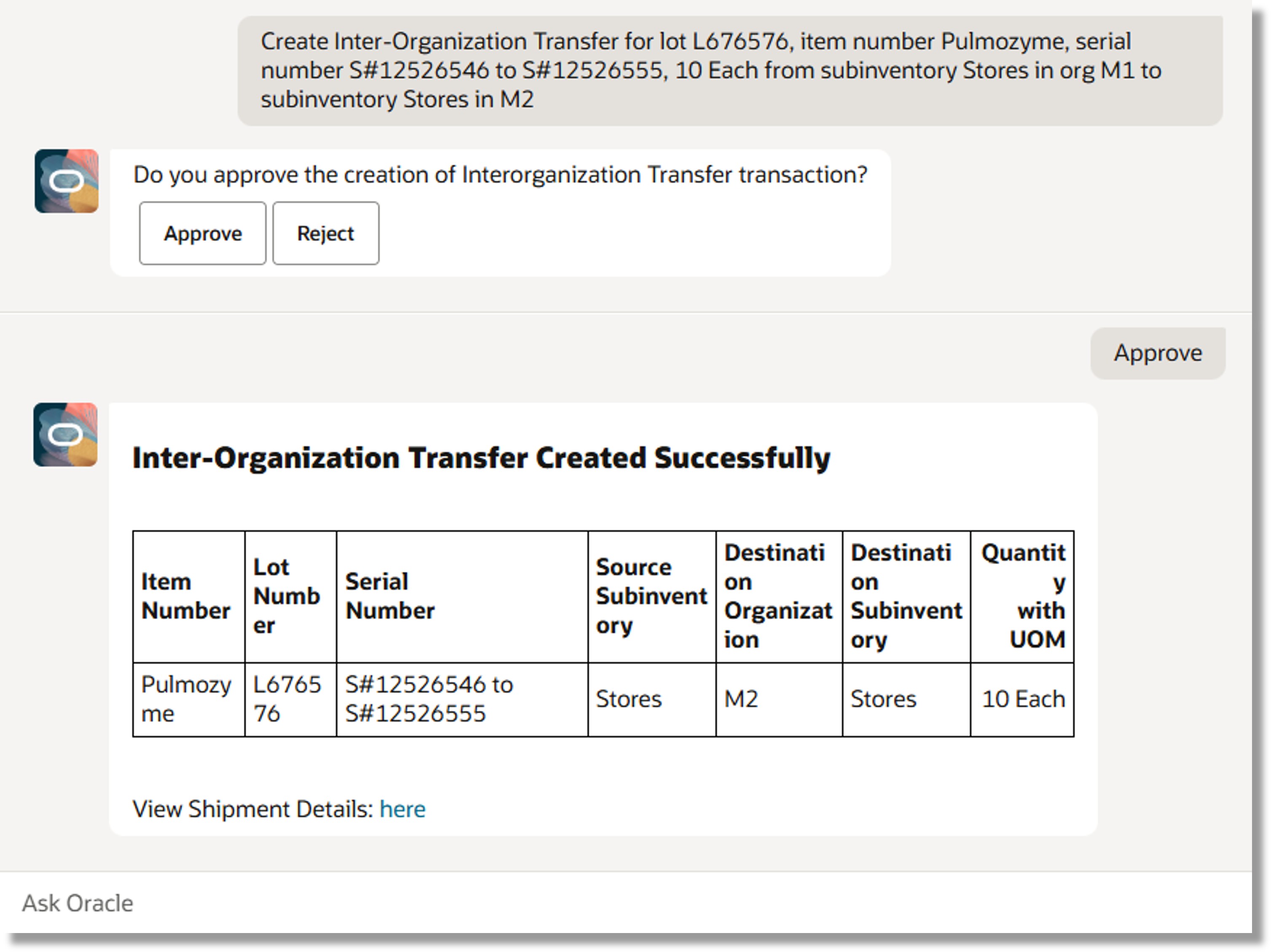 Interorganization Transfer