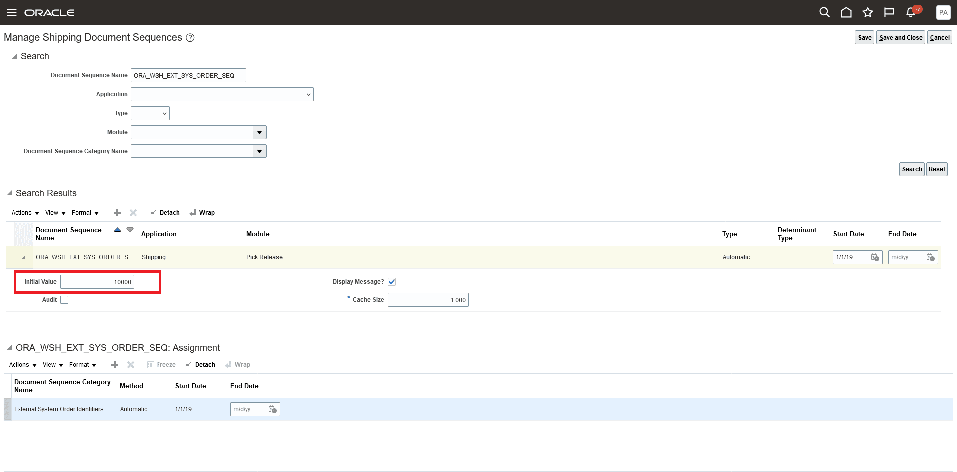 Shipping Document Sequences