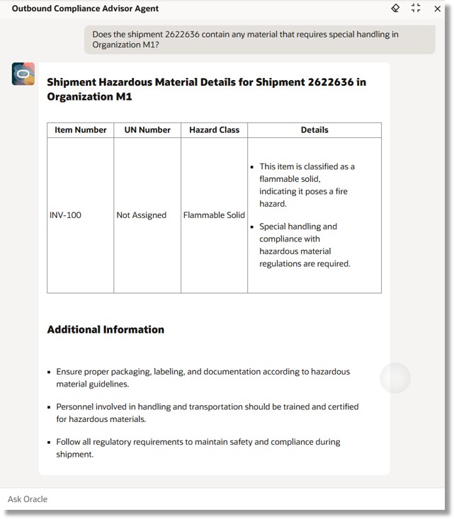 Compliance Requirements by Shipment Number