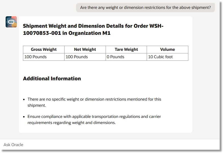 Weight or Dimension Requirements