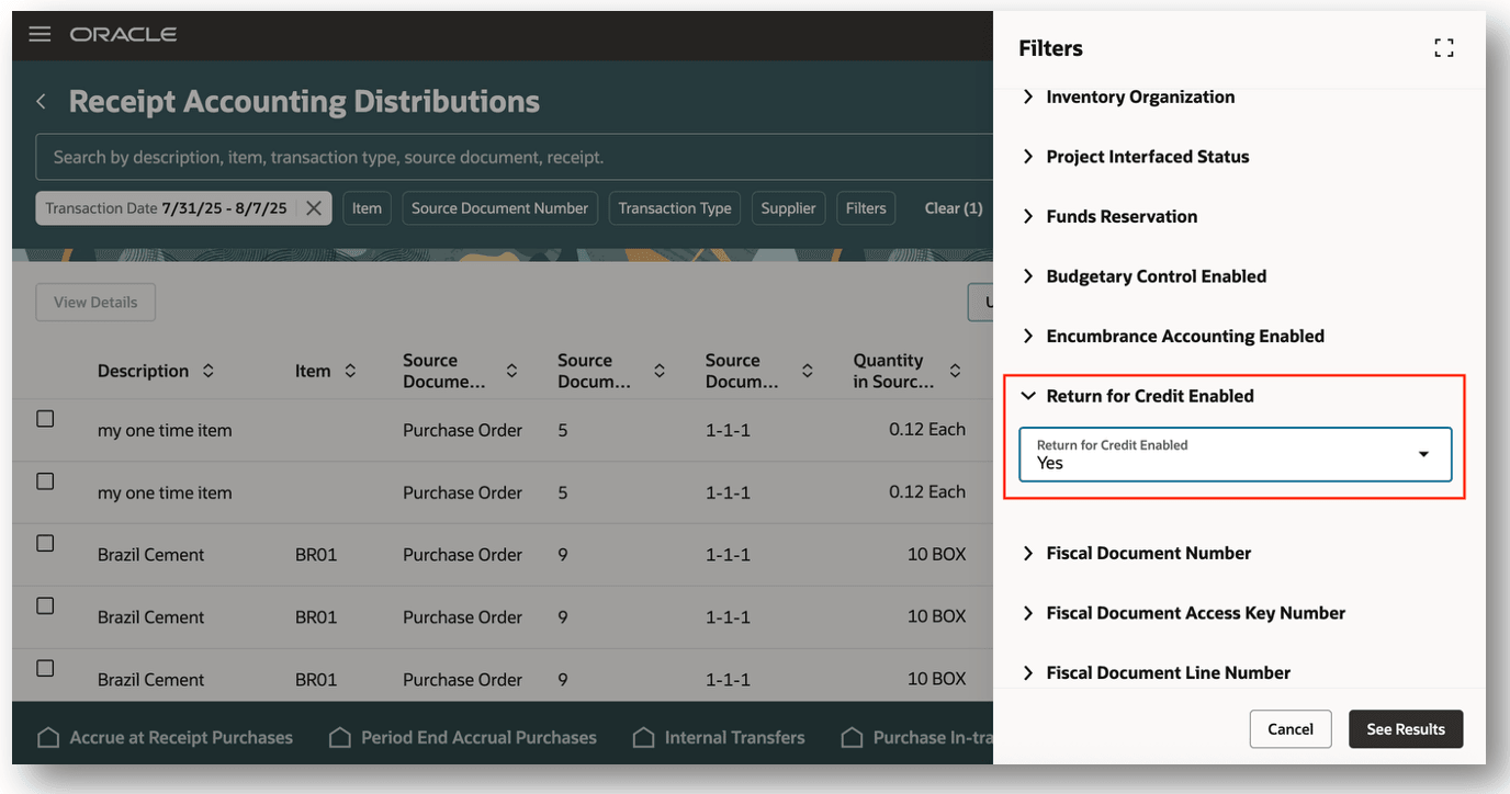 Receipt Accounting Distributions
