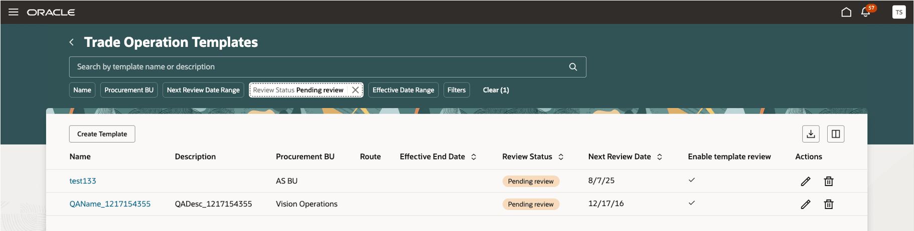Figure 5: Templates under pending review