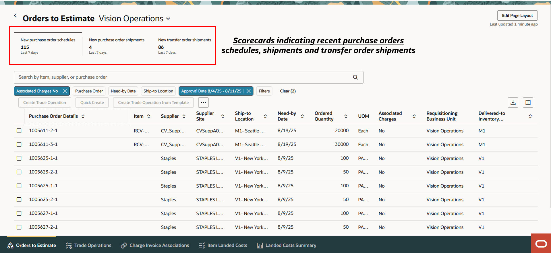 Orders to Estimate page