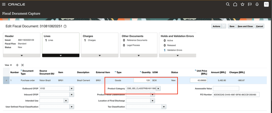 Figure 3: FD is Persisted with the Product category value from the XML