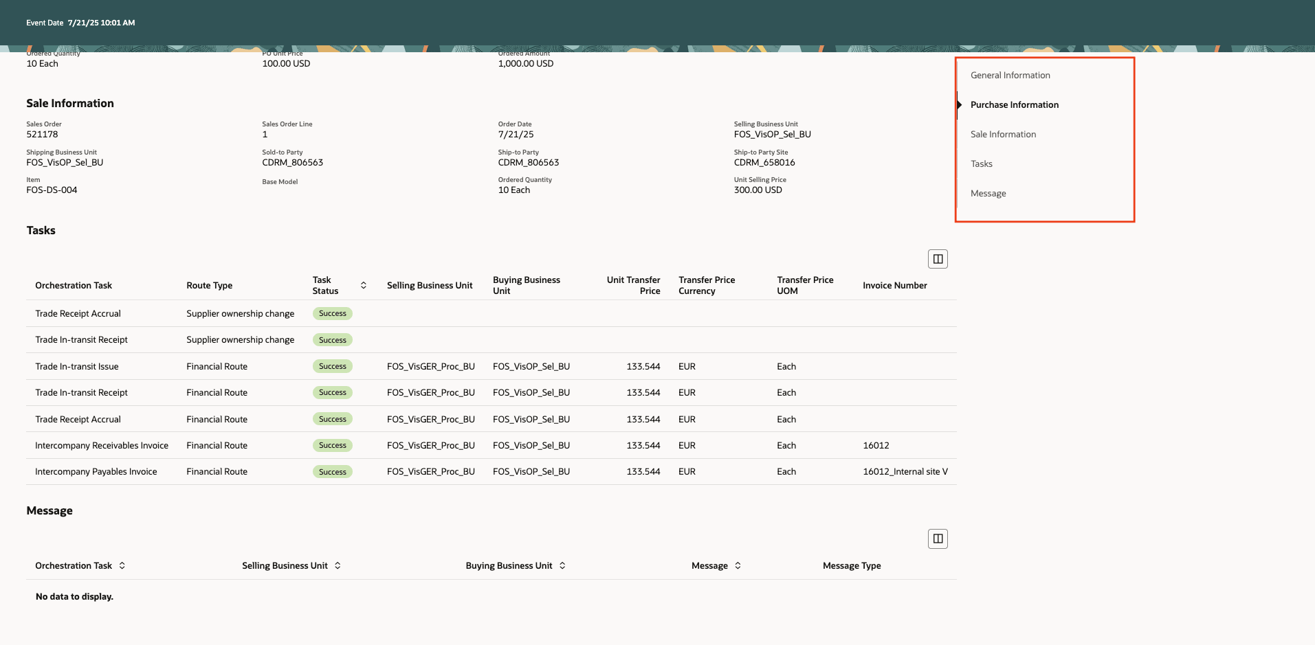  Figure 6 -  View additional details of the event and anchor to the relevant section for more details with single click.