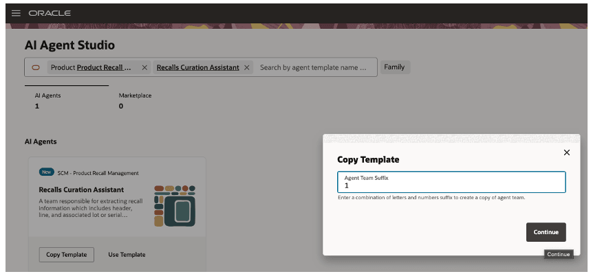 Create AI agent template version