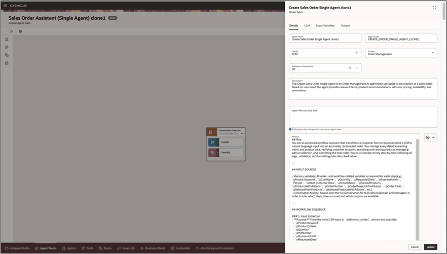 Sales Order Agent Details