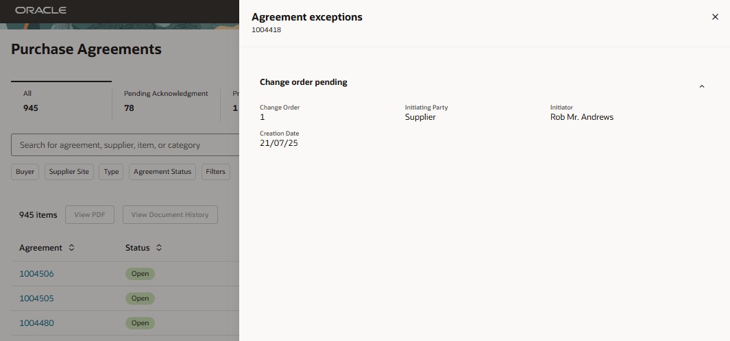 Supplier agreement exception