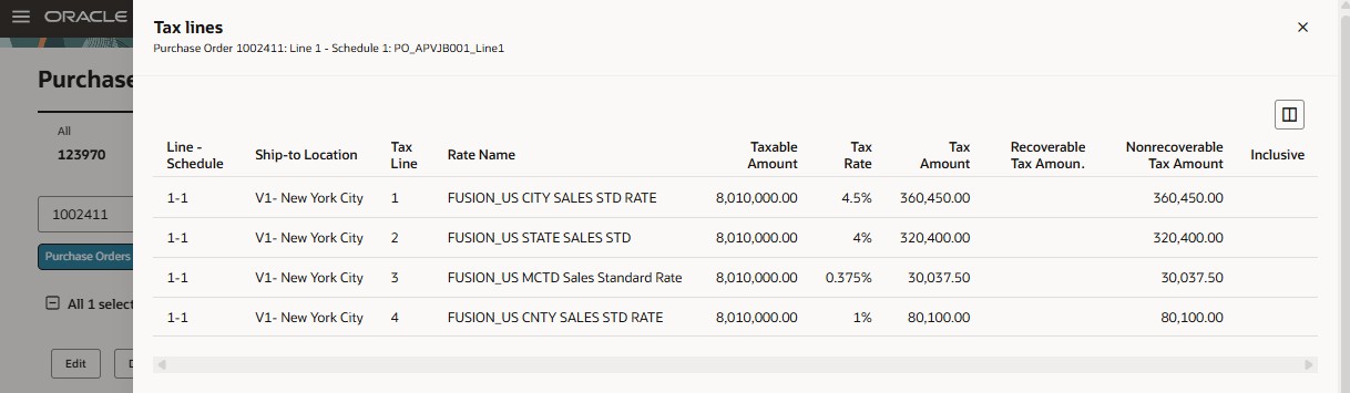 View tax lines