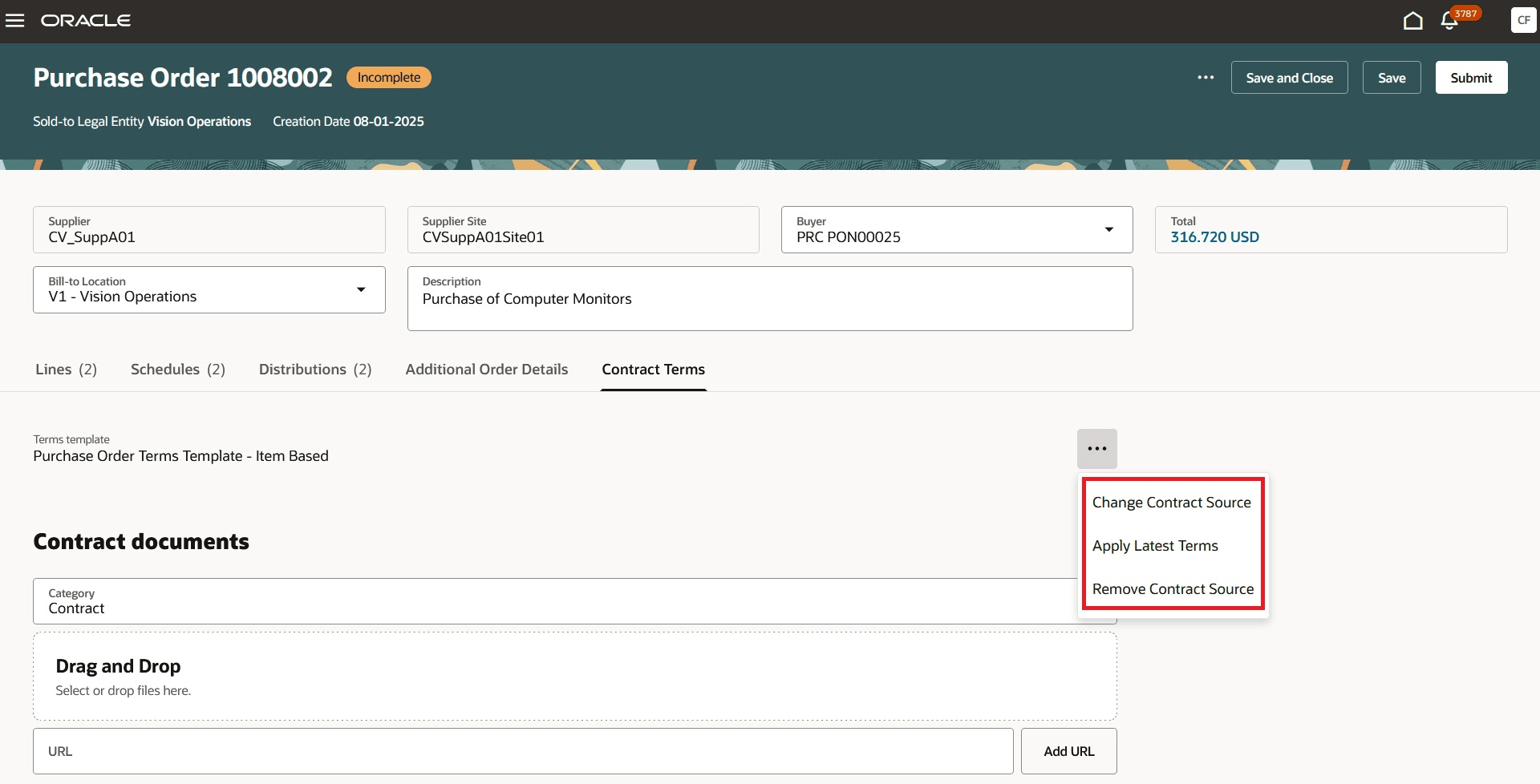Fig: Download primary contract document