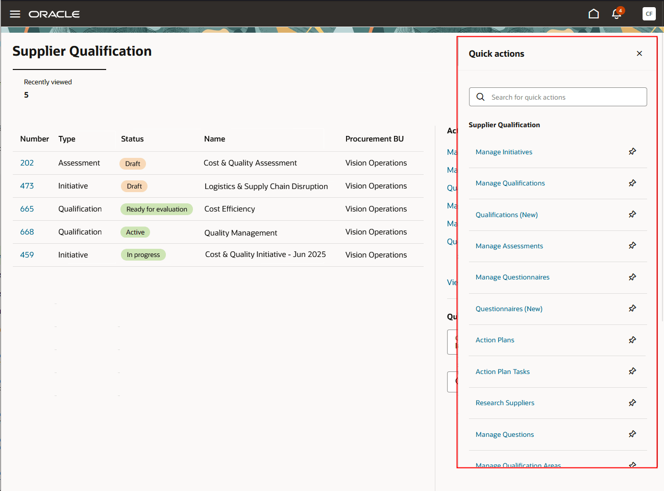Pin Quick Actions
