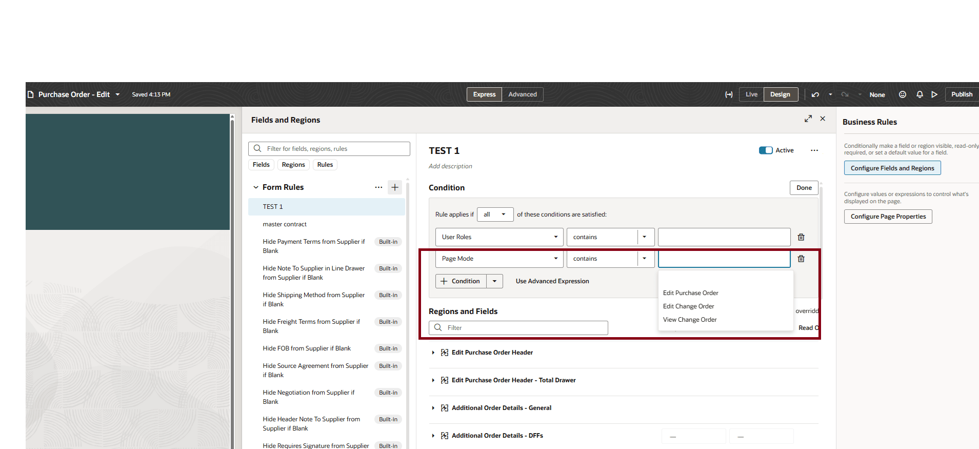Page Mode-Based Attribute Customization