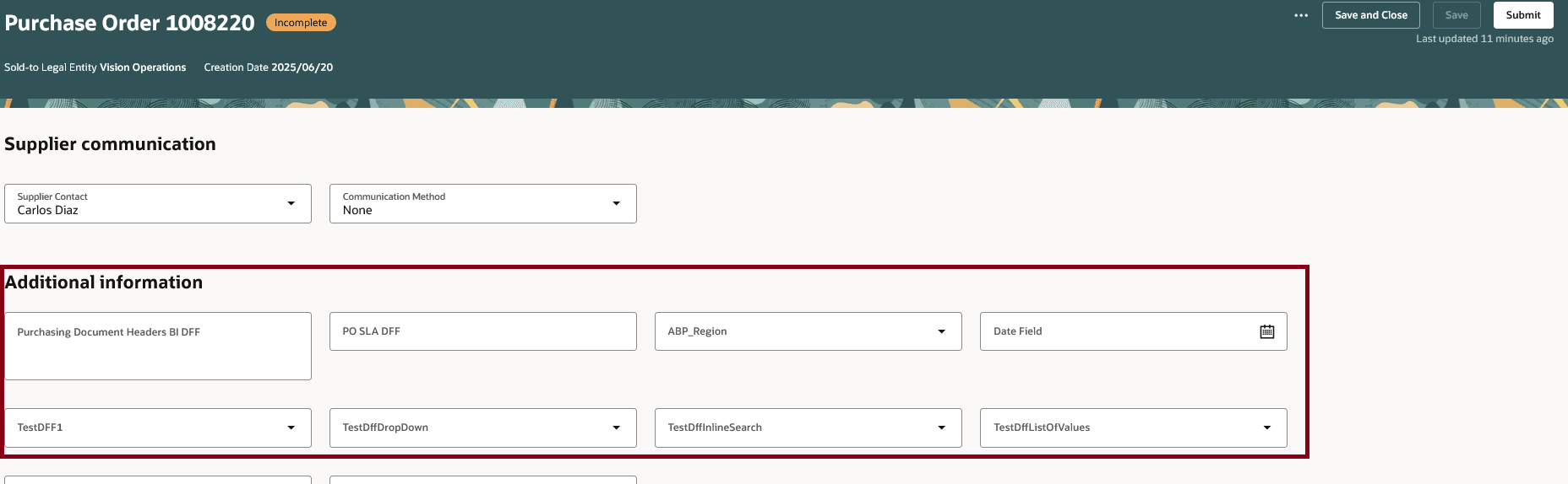 Additional Order Details