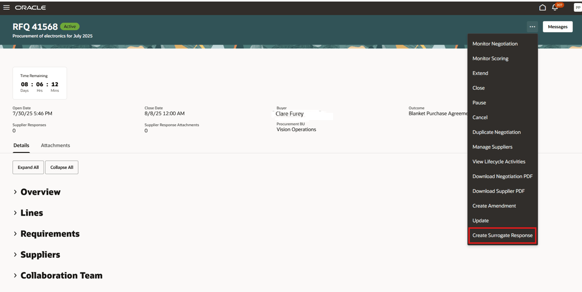Create surrogate response (page level action)