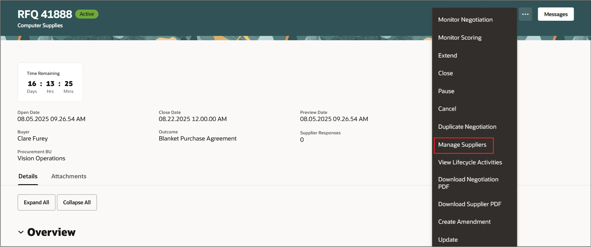 Manage suppliers