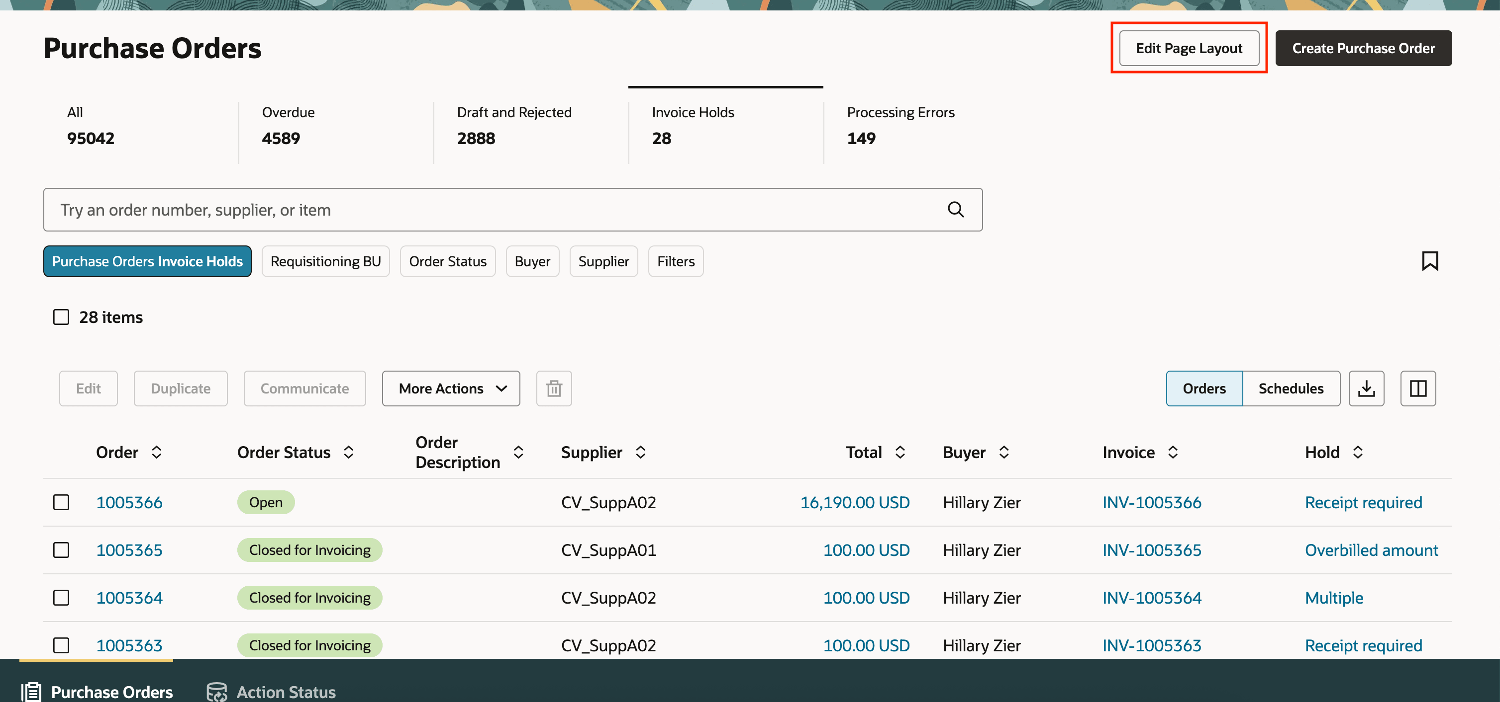 Edit Page Layout Button