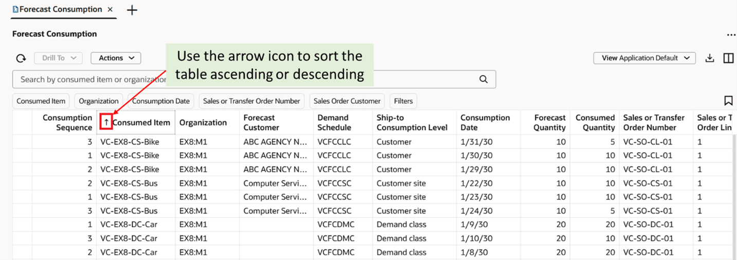 Sort Columns