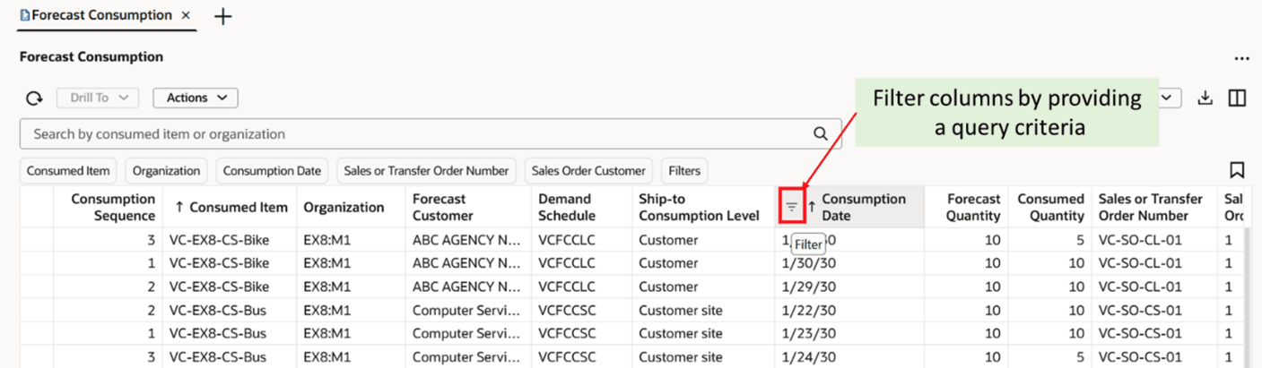 Column Filters