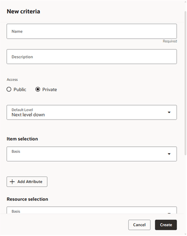 New Criteria Drawer