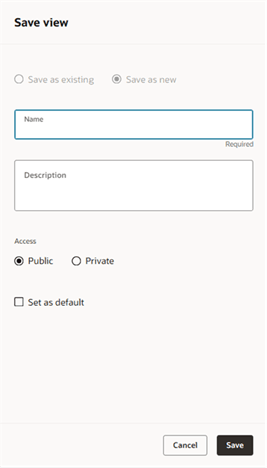 Save View Drawer