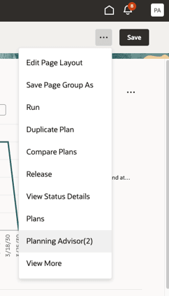 Planning Advisor Action in the Plan’s Menu